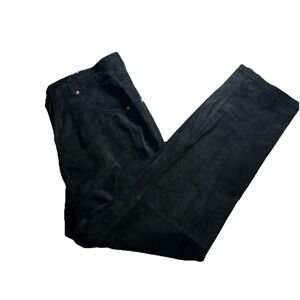 St. Johns Bay Black Washable Suede Genuine Leather‎ Pants Women's 16 Lined